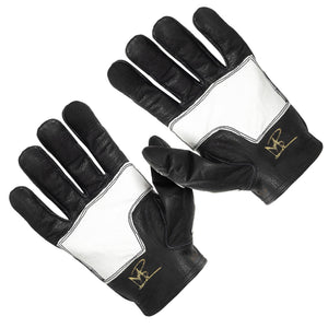 Maroon Bell Outdoor® Gloves Astrapí (Lightning) Skeleton Leather Motorcycle Glove - Black-White