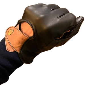 Maroon Bell Outdoor® Gloves Dipped Leather Deer Glove: Lion Guard Driving Glove: Black/Brown