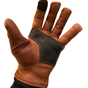 Maroon Bell Outdoor® Gloves Dipped Leather Deer Glove: Signature Driver: Brown/Black