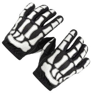 Maroon Bell Outdoor® Gloves Skeleton Leather Motorcycle Glove - Black-White