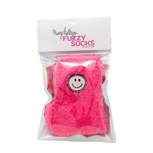 Mary Kathryn Design Apparel & Accessories Hot Pink Smiley Face Fuzzy Socks