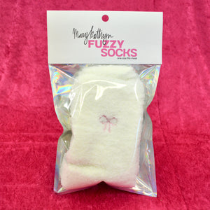 Mary Kathryn Design Apparel & Accessories White Ribbon Fuzzy Socks