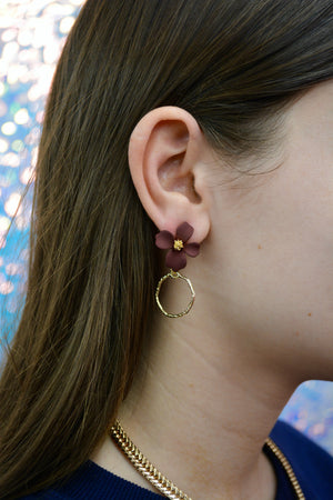 Mary Kathryn Design Earrings Burgundy Lillian Flower Drop Earrings