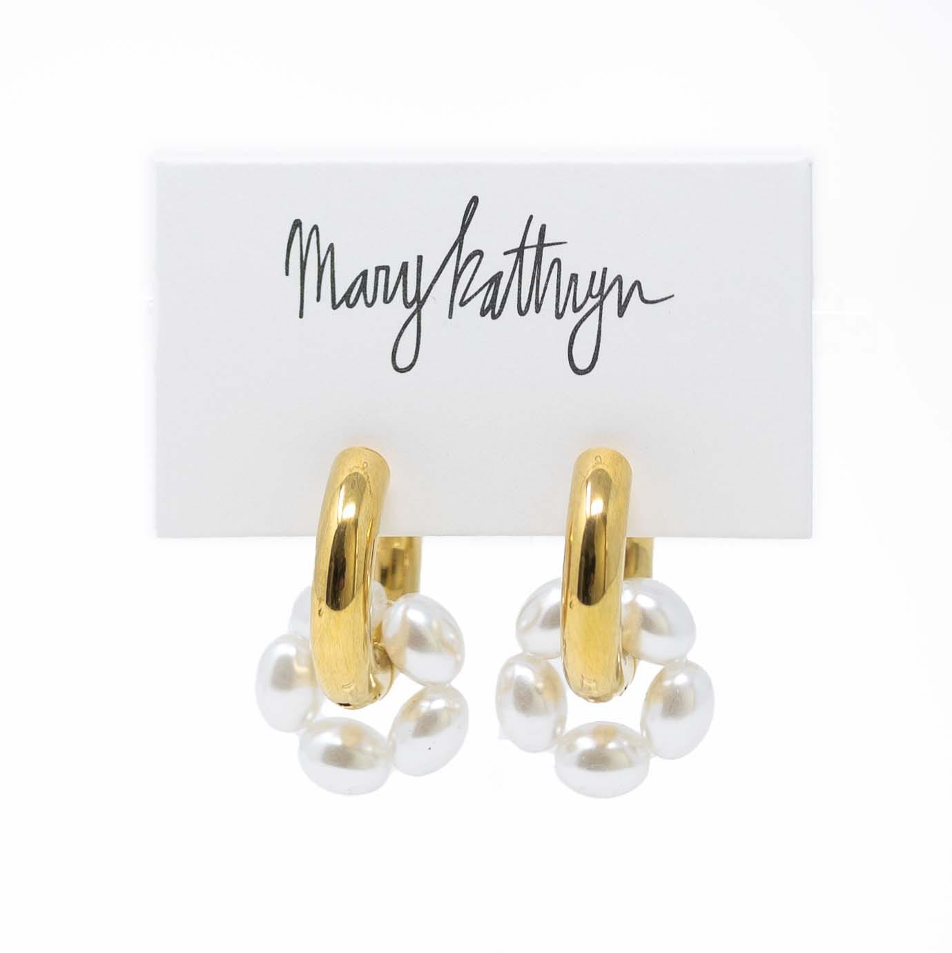 Mary Kathryn Design Earrings Gold Malena Pearl Hoops