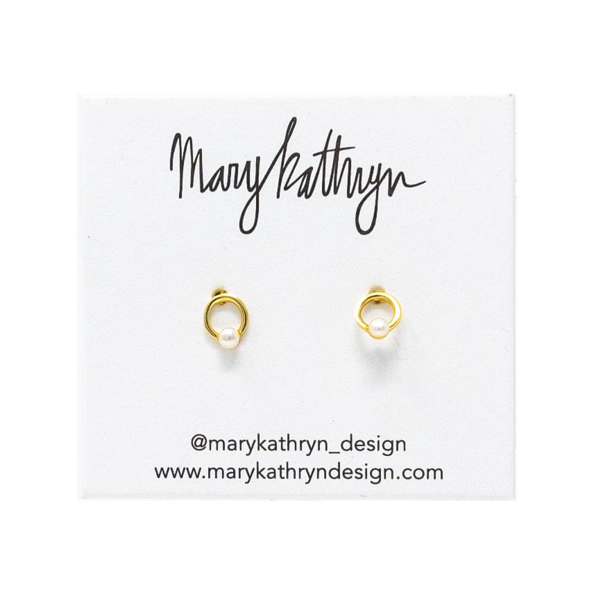 Mary Kathryn Design Earrings Gold Mini Pearl Circle Studs