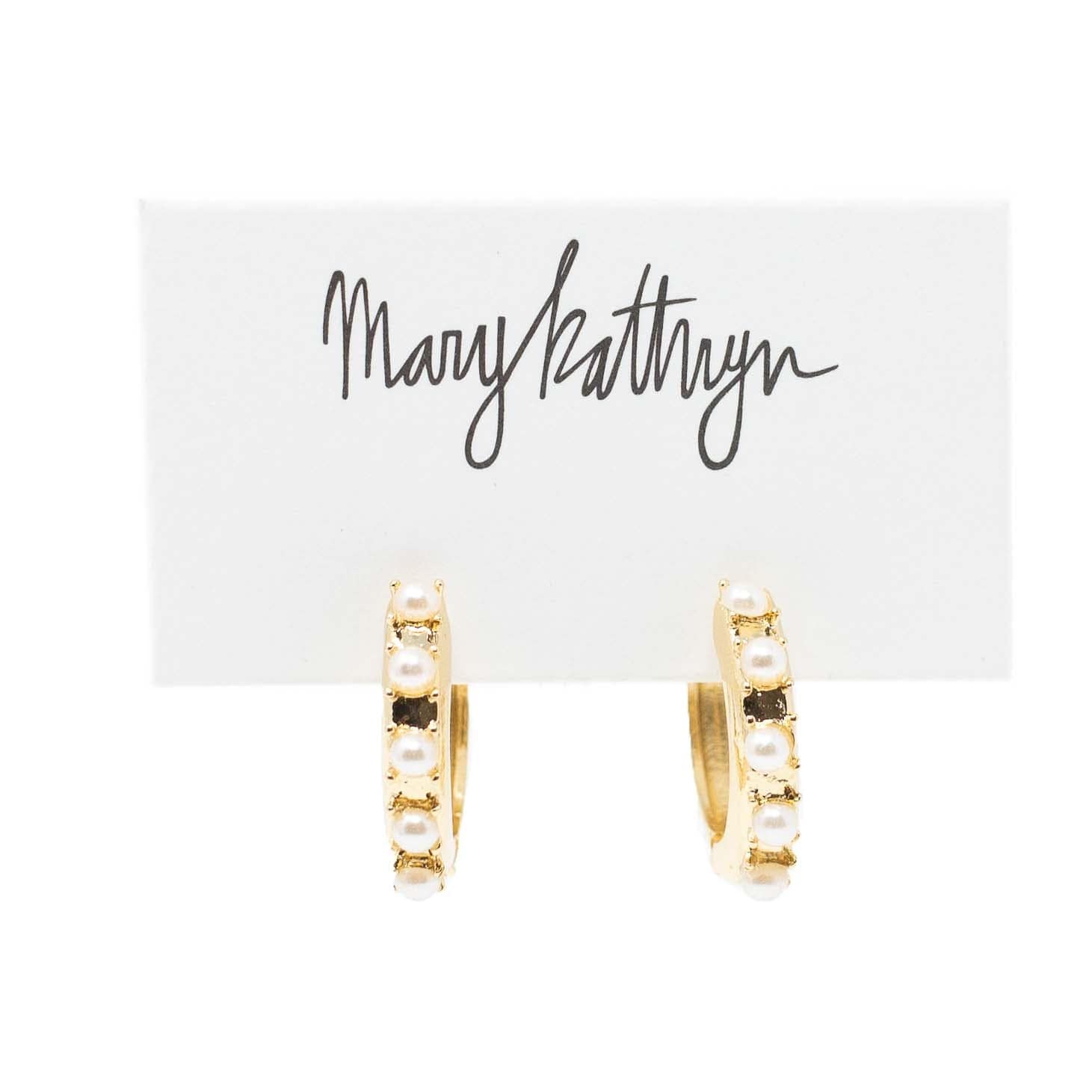 Mary Kathryn Design Earrings Gold Phoebe Pearl Hoop Huggies