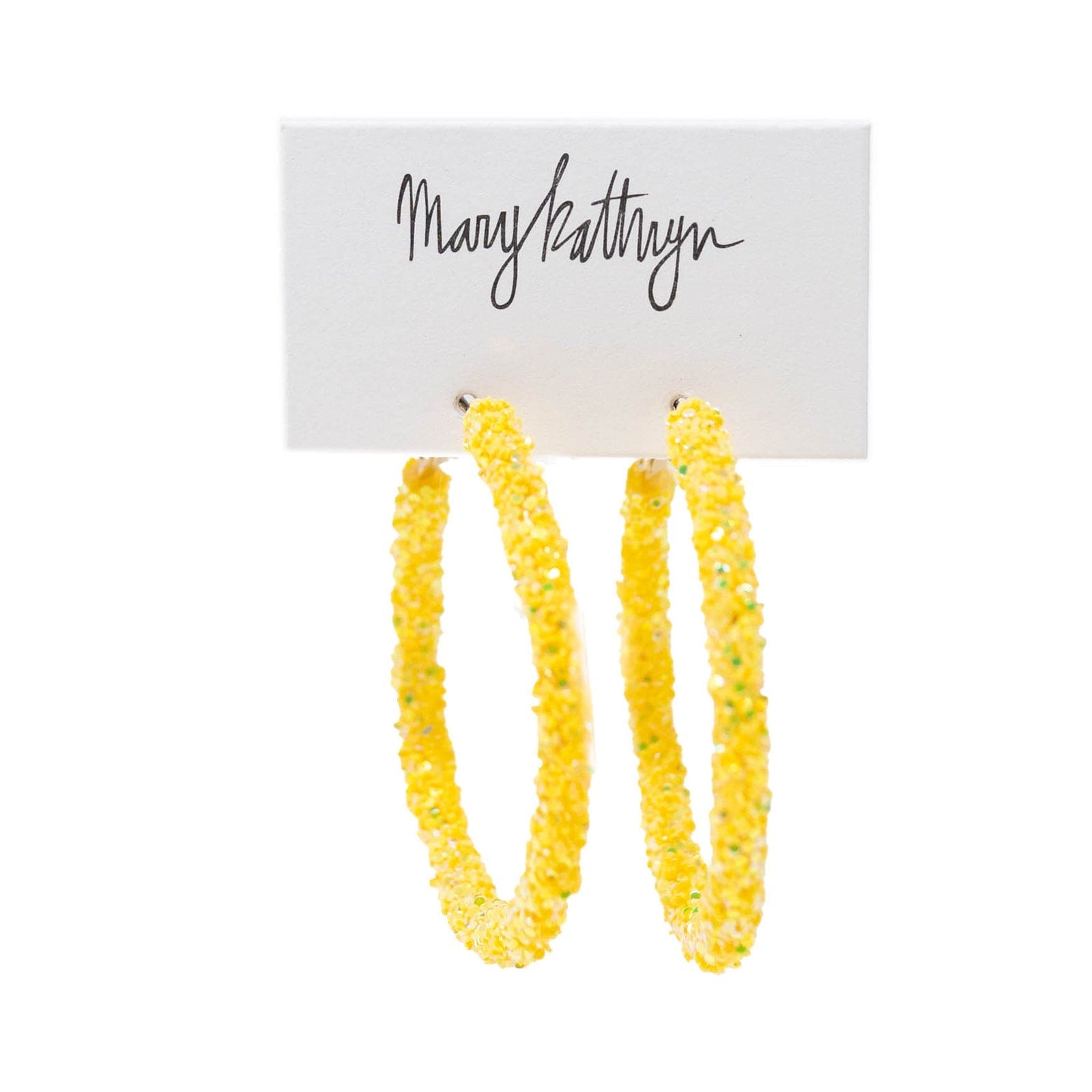 Mary Kathryn Design Earrings Large (55mm) Yellow Glitter Hoops