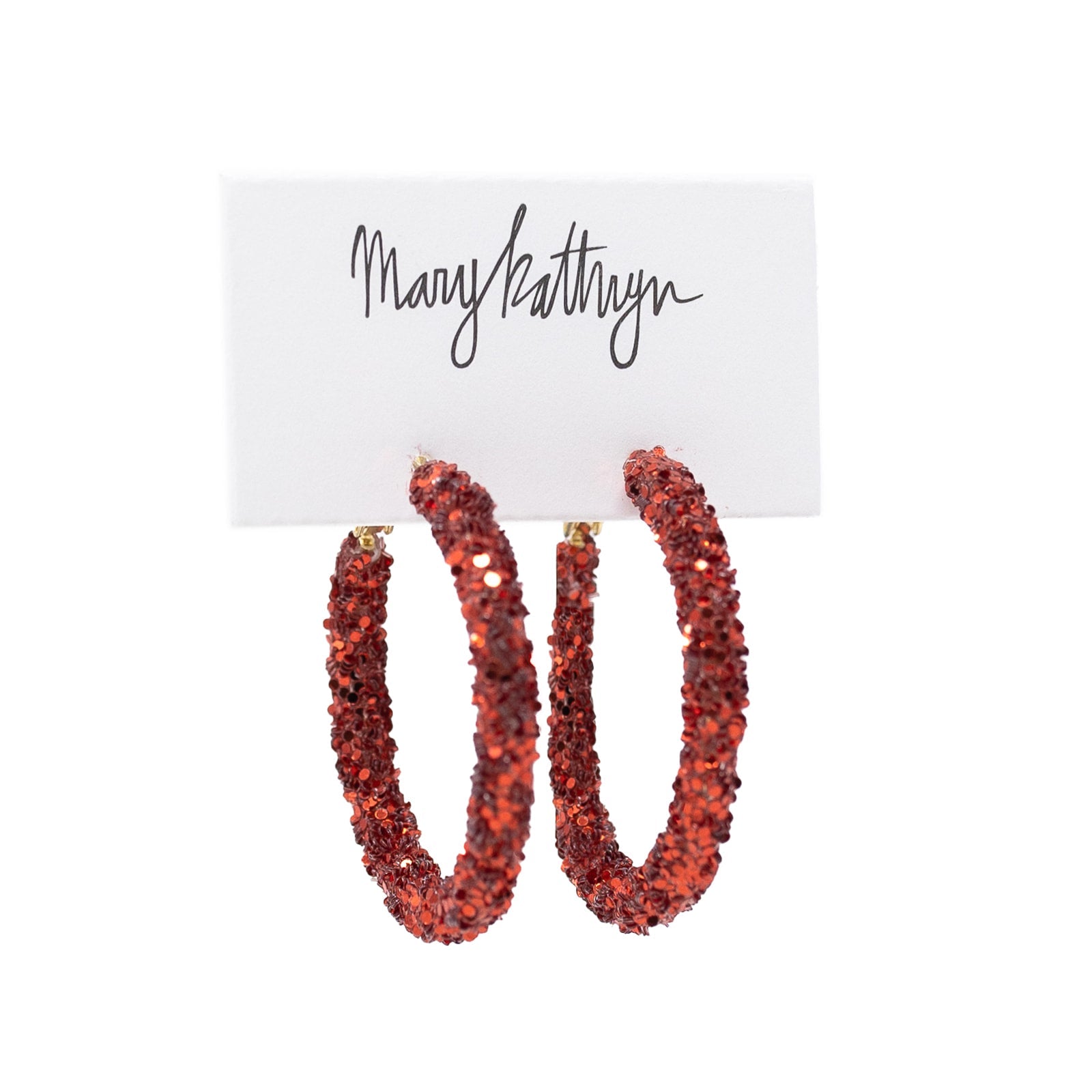 Mary Kathryn Design Earrings Medium (45mm) Crimson Glitter Hoops