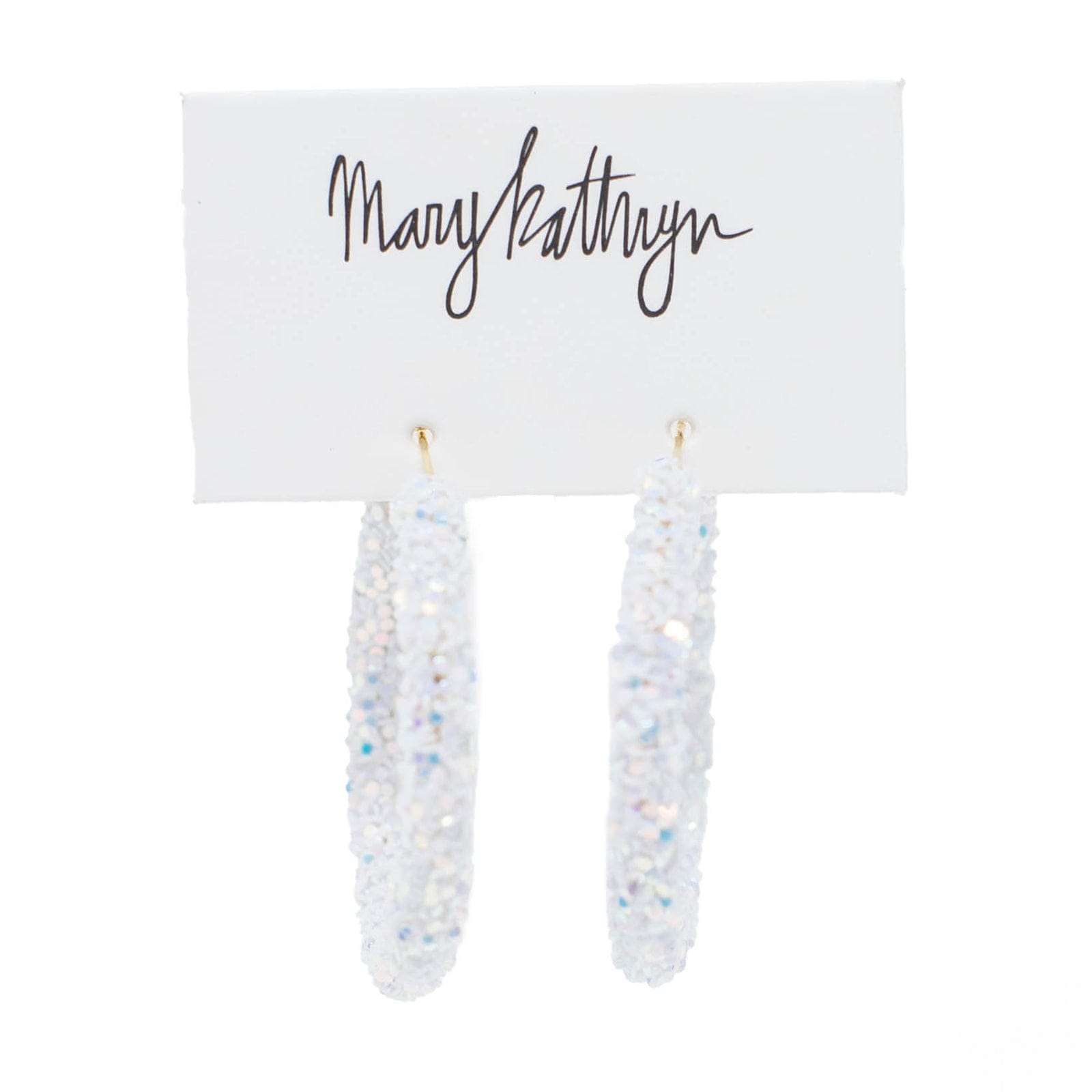 Mary Kathryn Design Earrings Medium (45mm) White Glitter Hoops