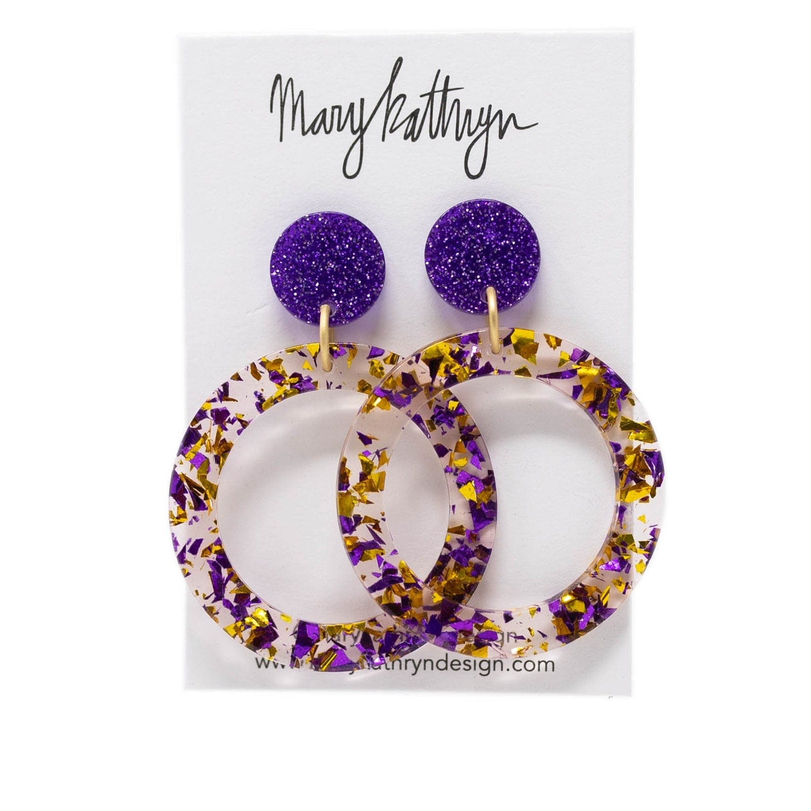 Mary Kathryn Design Earrings Purple + Gold Glitter Earrings