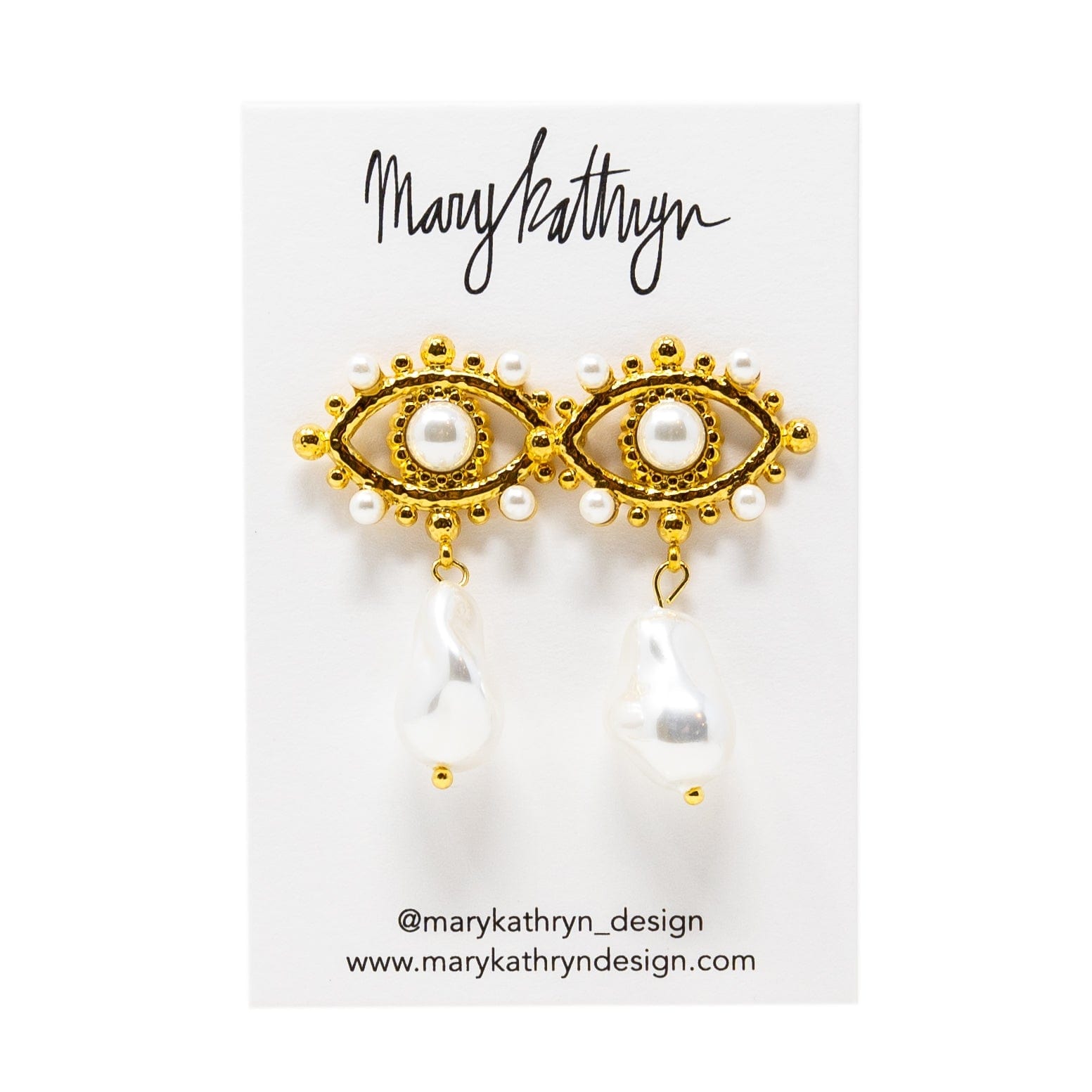 Mary Kathryn Design Jewelry Gold Evil Eye Pearl Dangles