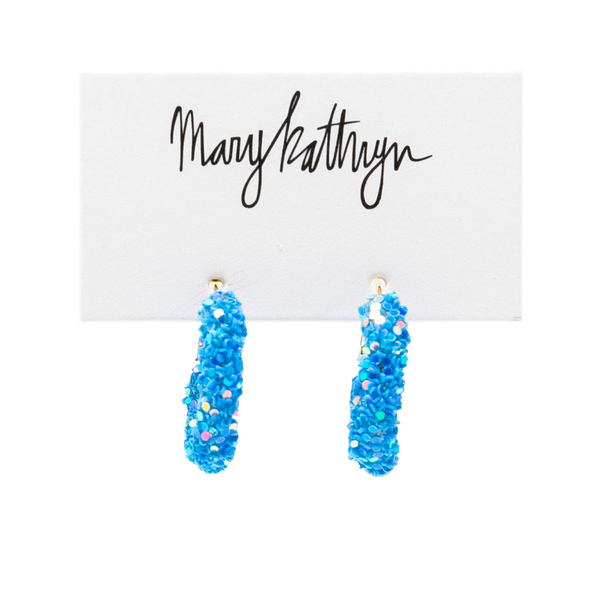 Mary Kathryn Design Jewelry Mini (25mm) Azure Blue Glitter Hoops