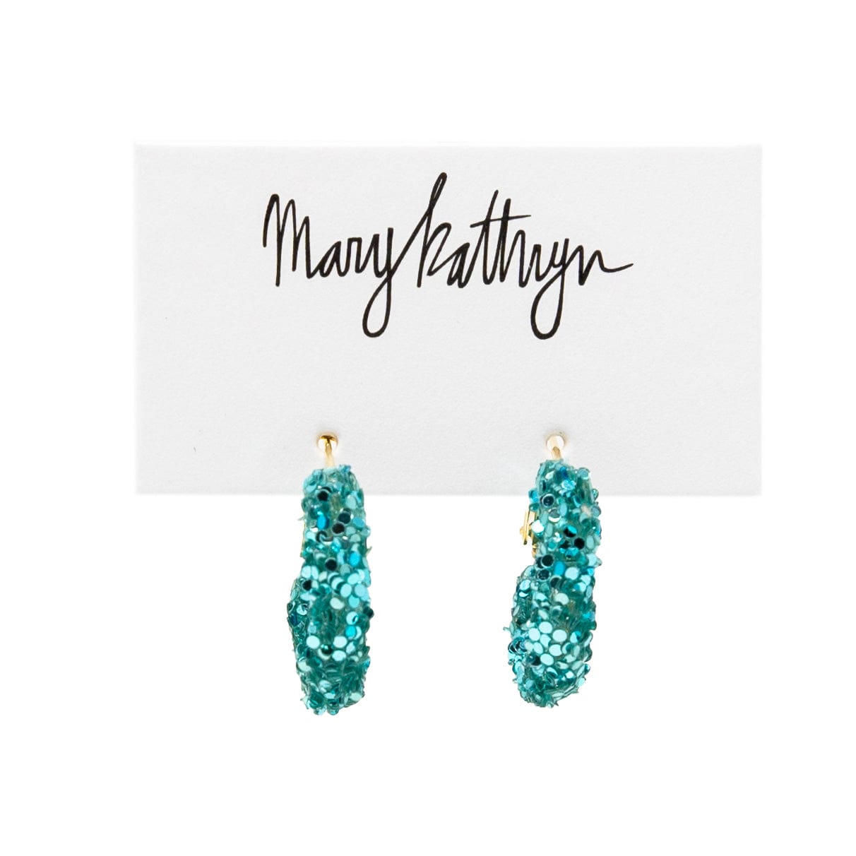 Mary Kathryn Design Jewelry Mini (25mm) Turquoise Glitter Hoops