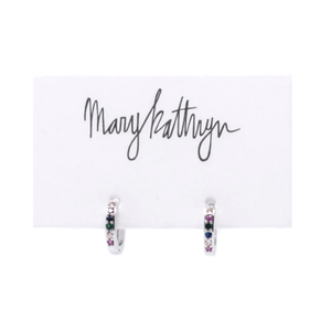 Mary Kathryn Design Jewelry Silver Rainbow CZ Huggies