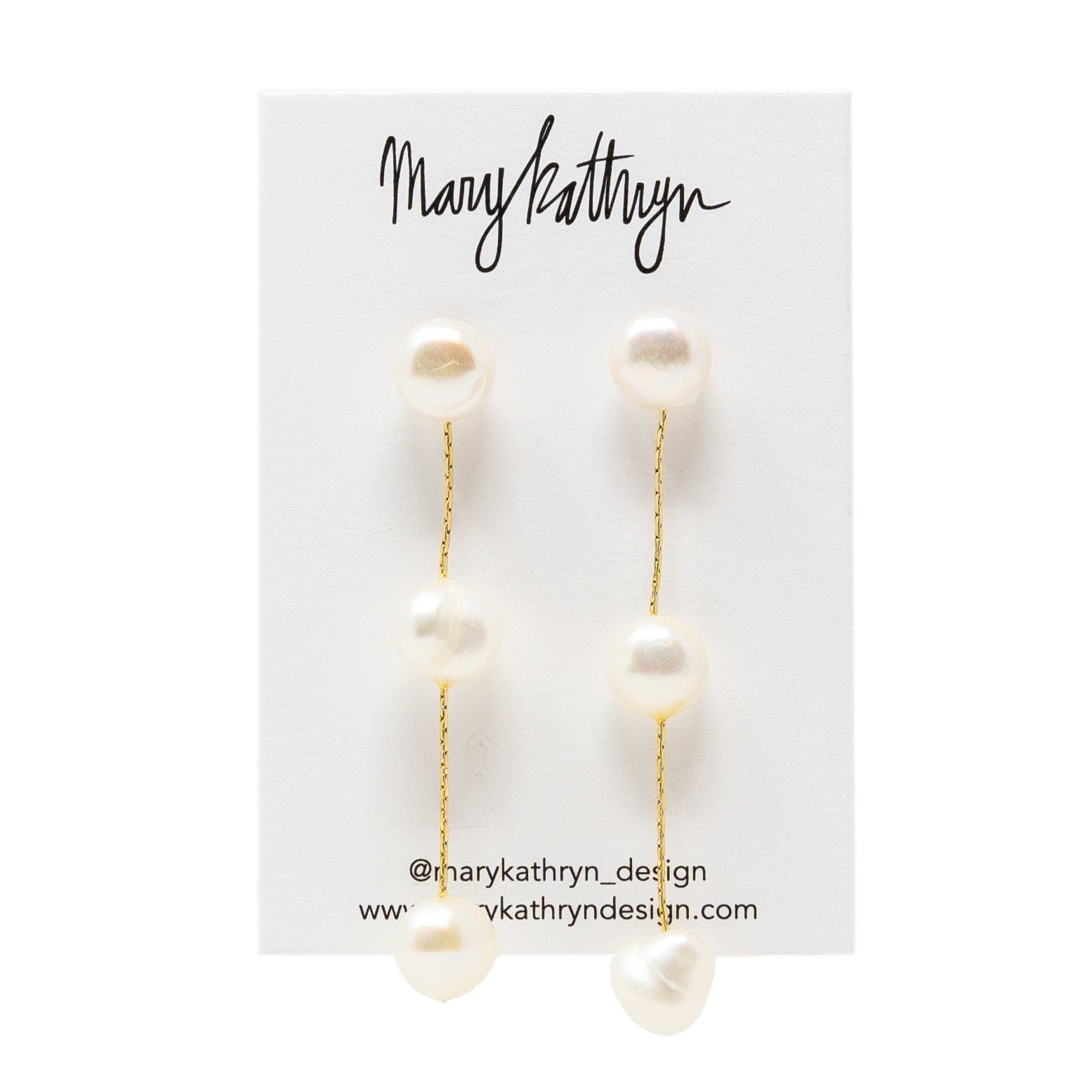 Mary Kathryn Design Jewelry White Triple Pearl Drop Earrings