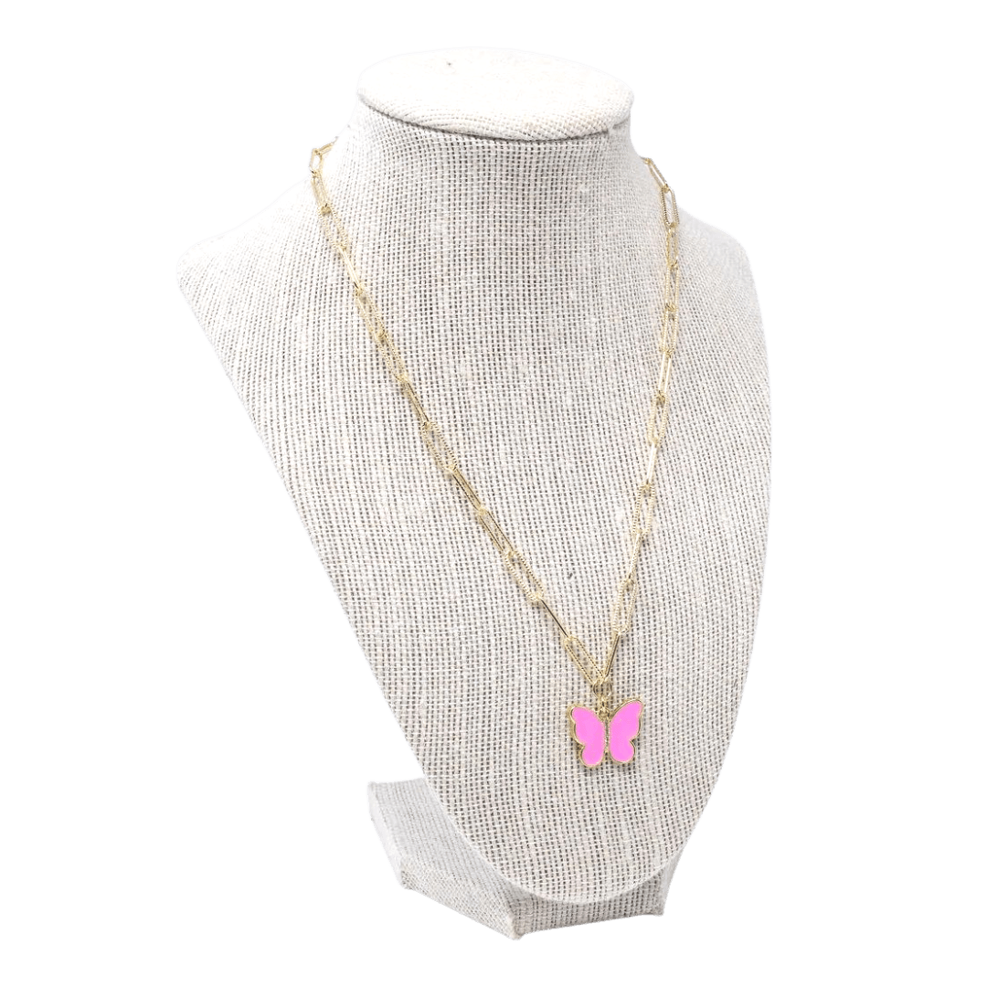 Mary Kathryn Design Necklace Magenta Butterfly Necklace