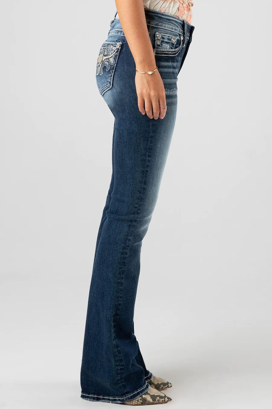 Miss Me Women's Tropical Longhorn High Rise Bootcut Jeans M3891B -  Russell's Western Wear, Inc.