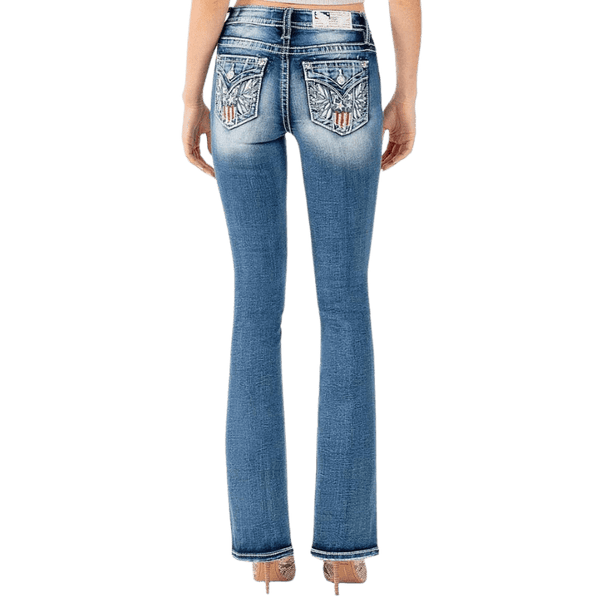 Miss Me Size W34 L34 Mid-Rise Boot Cut Jeans Western Rodeo shops Faux Flap Pockets