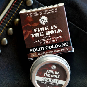 Outlaw: Natural Soap, Cologne, Body Wash, and Home Scents for Men & Women Solid Cologne Fire in the Hole Campfire Solid Cologne