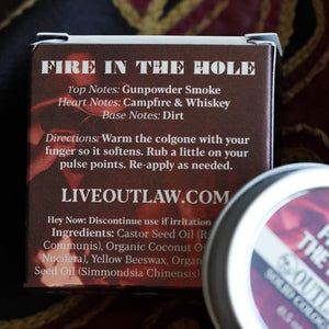 Outlaw: Natural Soap, Cologne, Body Wash, and Home Scents for Men & Women Solid Cologne Fire in the Hole Campfire Solid Cologne