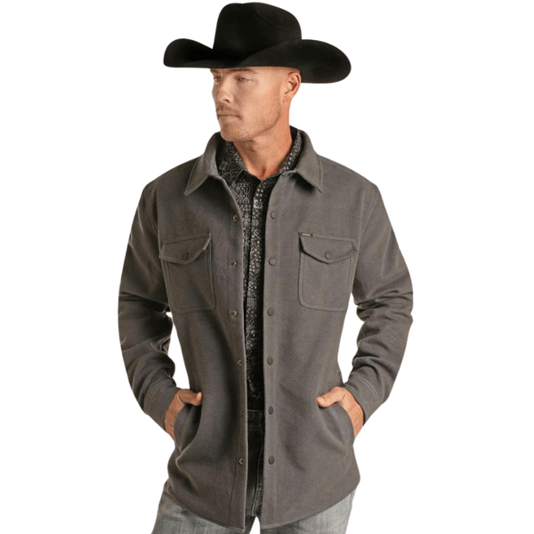Rock Roll Denim Men s Charcoal Long Sleeve Solid Shirt Jacket BM92C0 Russell s Western Wear Inc