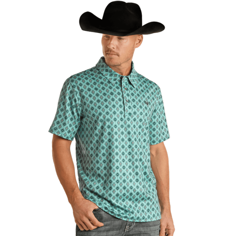 PANHANDLE SLIM Shirts Panhandle Men's Medallion Print Short Sleeve Performance Polo TM51T02464