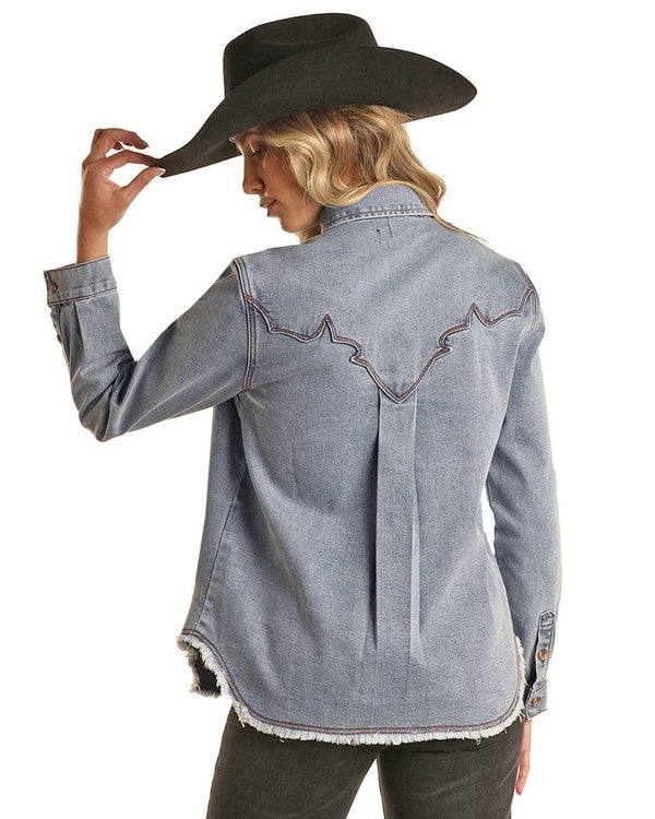 Rock & Roll Cowgirl Women's Denim Long Sleeve Button Down 