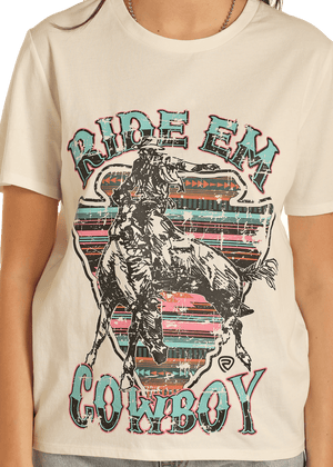 Panhandle Slim Shirts Rock & Roll Cowgirl Women's Ride Em' Cowboy Graphic Tee BW21T04005