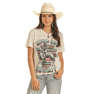 Panhandle Slim Shirts Rock & Roll Cowgirl Women's Ride Em' Cowboy Graphic Tee BW21T04005