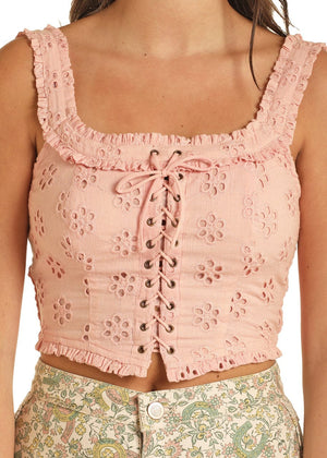 Panhandle Slim Shirts Rock & Roll Cowgirl Women's Rose Eyelet Corset BW50T03890