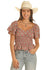 Panhandle Slim Shirts Rock & Roll Cowgirl Women's Rose/Mauve Aztec Print Flutter Sleeve Blouse BW51T03908