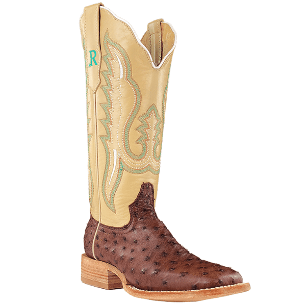R. Watson Women's Kanga Tabaco Full Quill Ostrich Exotic Western Boots  RWL4301