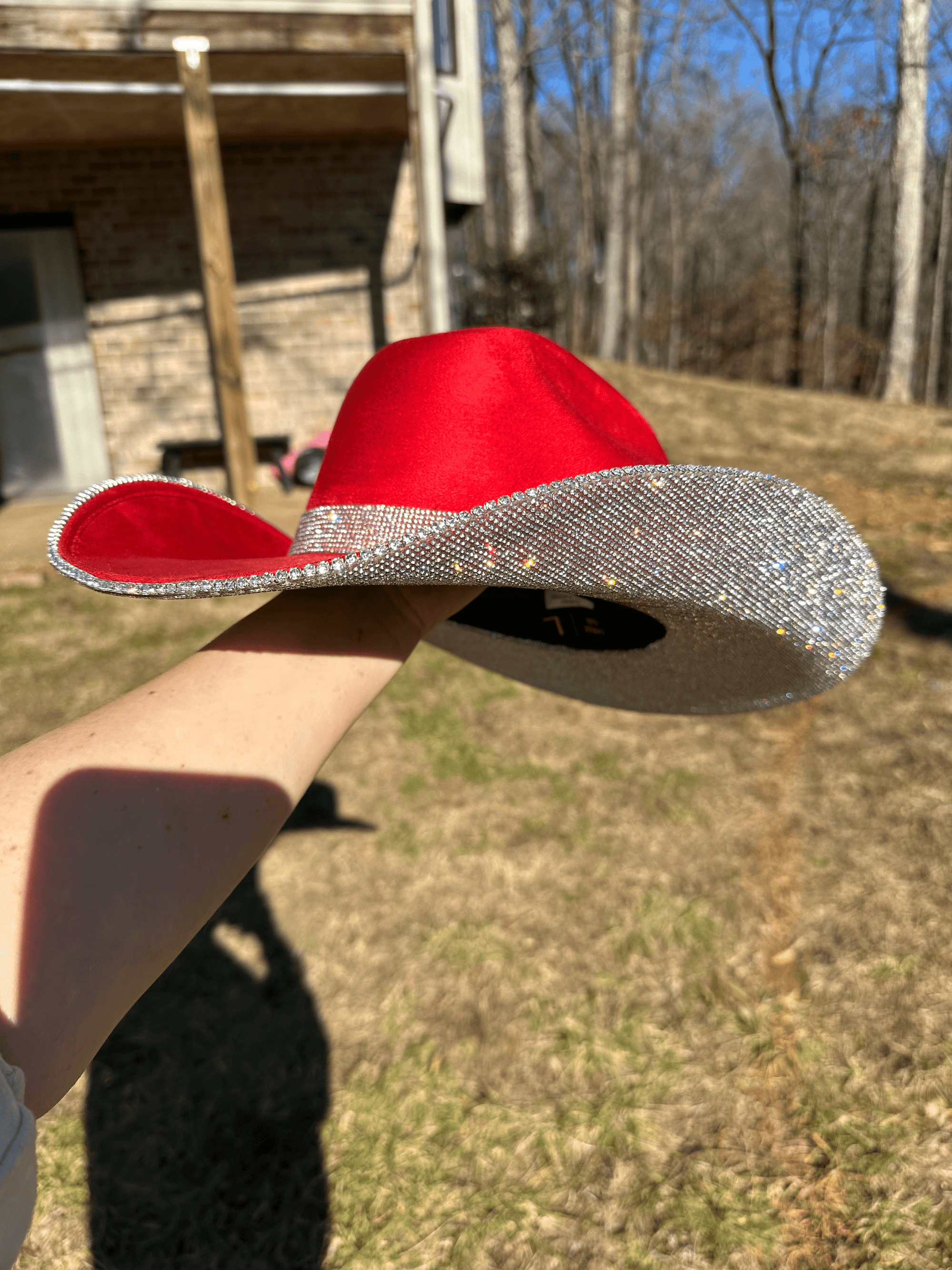 Rhinestone Cowgirl Cherry Red Suede Hat