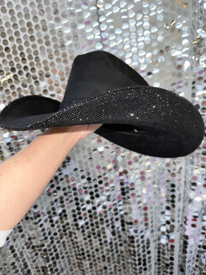 Rhinestone Cowgirl Hats Black Suede & Black Rhinestones