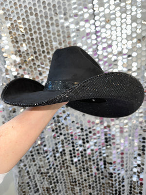 Rhinestone Cowgirl Hats Black Suede & Black Rhinestones