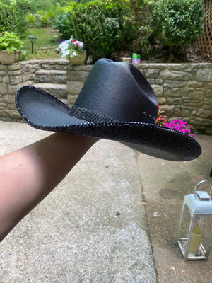 Rhinestone Cowgirl Hats "Blacked Out" - underneath brim only