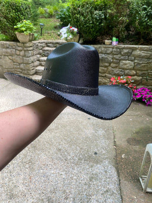 Rhinestone Cowgirl Hats "Blacked Out" - underneath brim only