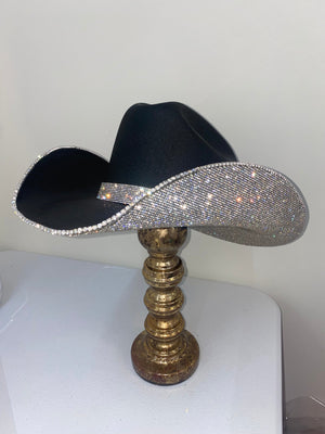 Rhinestone Cowgirl Hats Square shaped Black & Crystal Hat