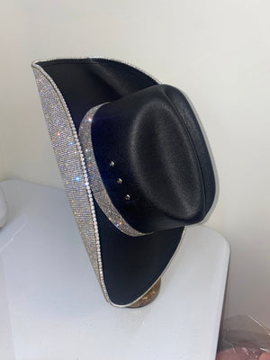 Rhinestone Cowgirl Hats Square shaped Black & Crystal Hat