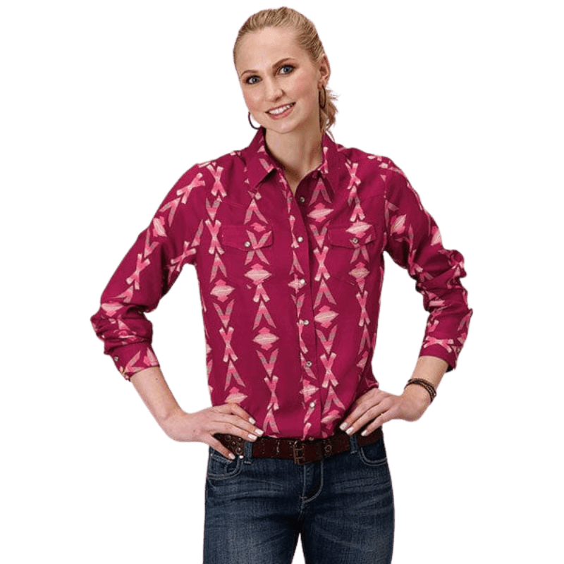 Rock & Roll Cowgirl Women's Printed Smocked Blouse RRWT51RZMV