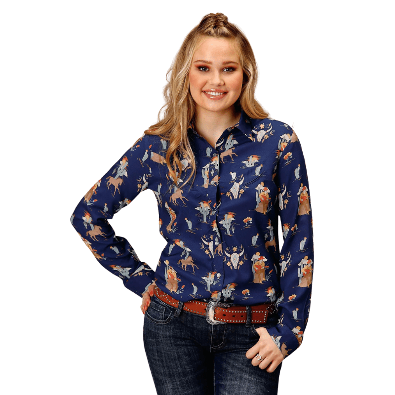 Women's Long Sleeve Western Snap Denim Shirt