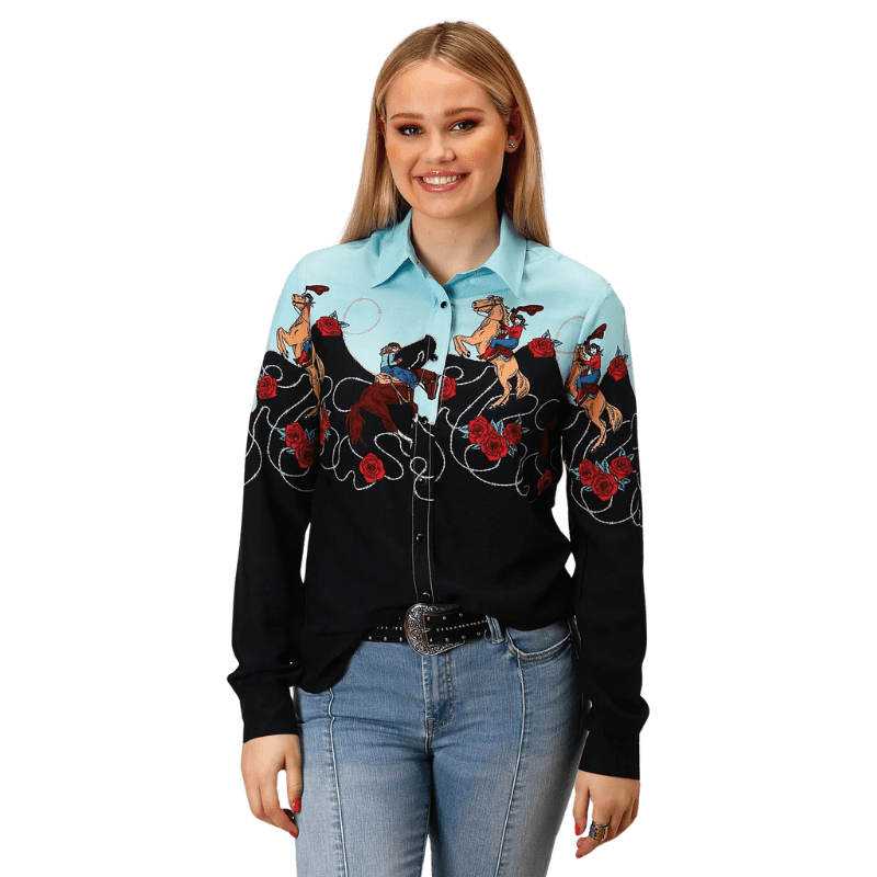 Rock & Roll Cowgirl Women's Floral Smocked Off Shoulder Long