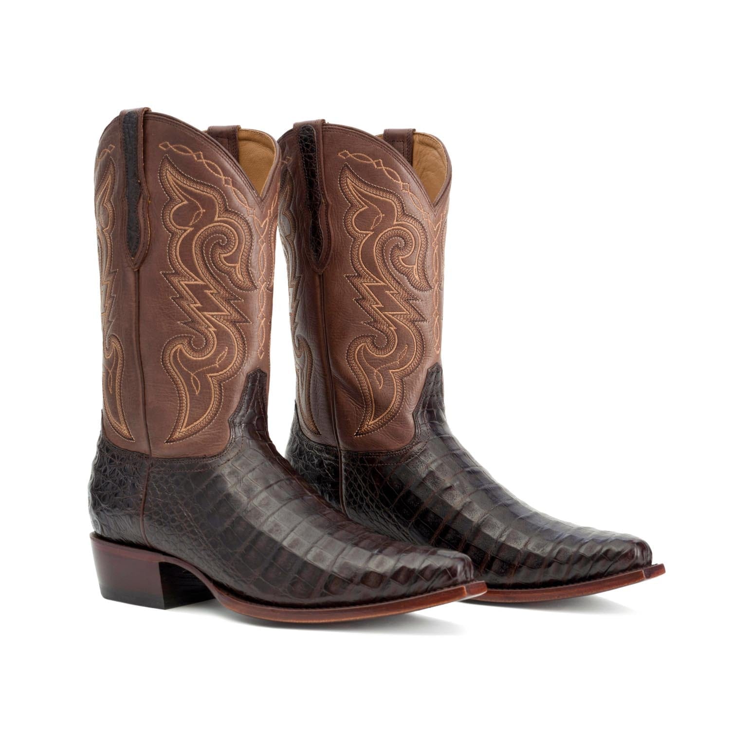 Rujo Boots Caiman Belly Chocolate / 8 / D Rujo Boots Men's The Kirby Chocolate Caiman Belly Boots