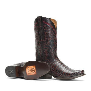 Rujo Boots Caiman Belly Rujo Boots Men's The Trace - Limited Run Black Cherry Caiman Belly Boots