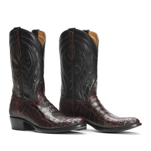 Rujo Boots Caiman Tail Rujo Boots Men's The Blake - Limited Run Black Cherry Caiman Tail Boots