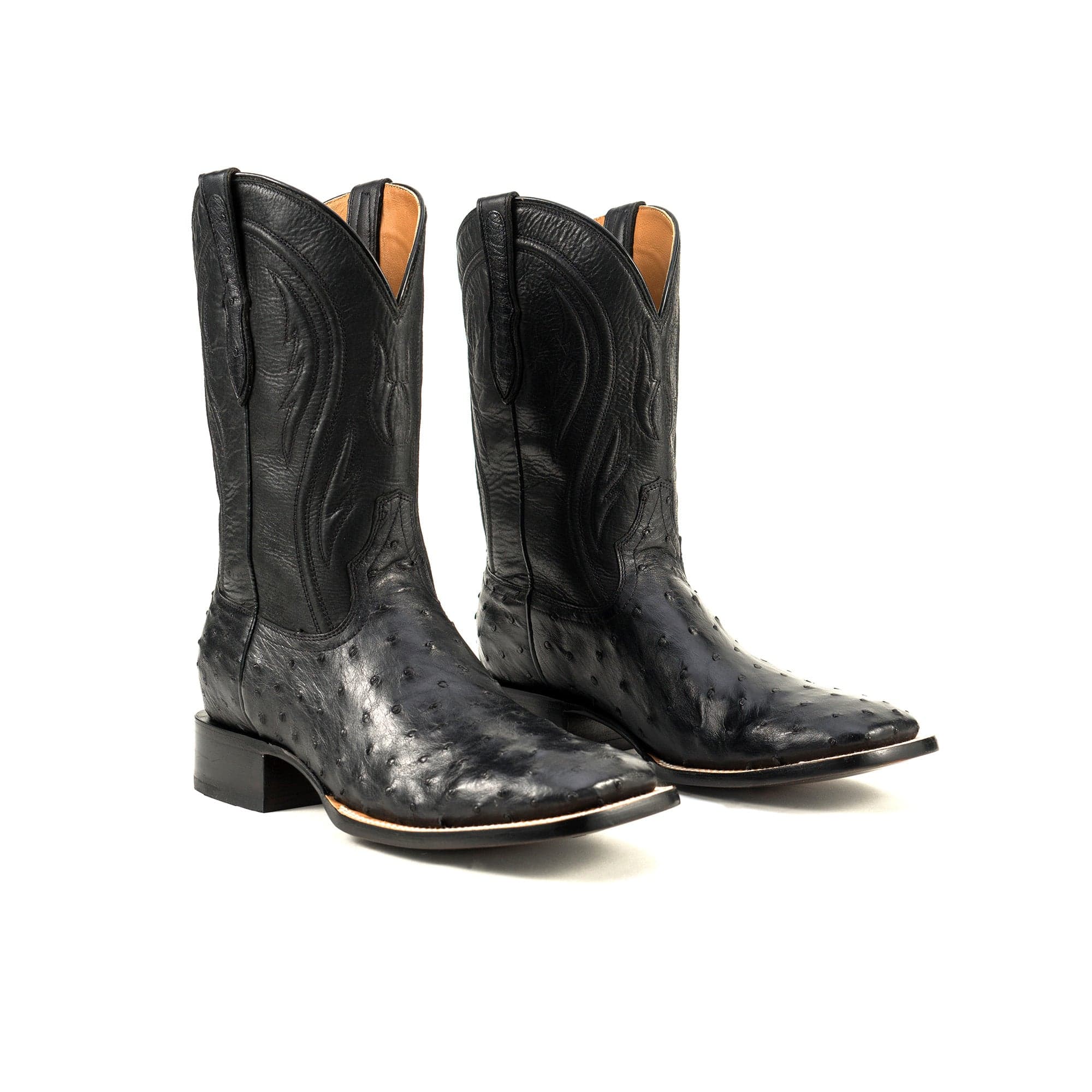 Rujo Boots Full-Quill Ostrich Obsidian / 8 / D Rujo Boots Men's The Case Obsidian Full-Quill Ostrich Boots