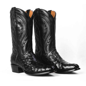 Rujo Boots Full-Quill Ostrich Obsidian / 8 / D Rujo Boots Men's The Deacon Obsidian Full-Quill Ostrich Boots