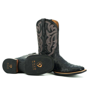 Rujo Boots Full-Quill Ostrich Rujo Boots Men's The Champ Obsidian Full-Quill Ostrich Boots