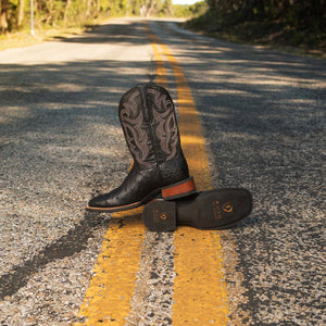 Rujo Boots Full-Quill Ostrich Rujo Boots Men's The Champ Obsidian Full-Quill Ostrich Boots