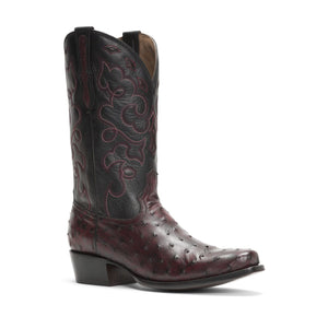 Rujo Boots Full-Quill Ostrich Rujo Boots Men's The Gavin - Limited Run Black Cherry Full-Quill Ostrich Boots